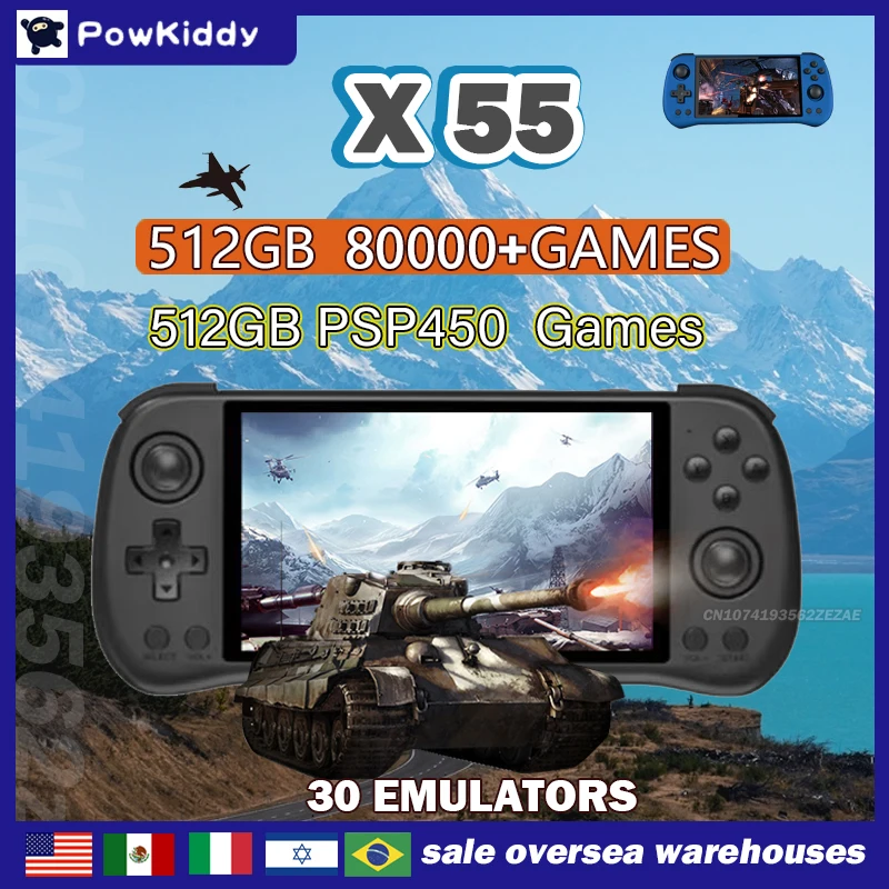 Retro Gaming Qss - 80000 juegos 512G POWKIDDY X55 pantalla
