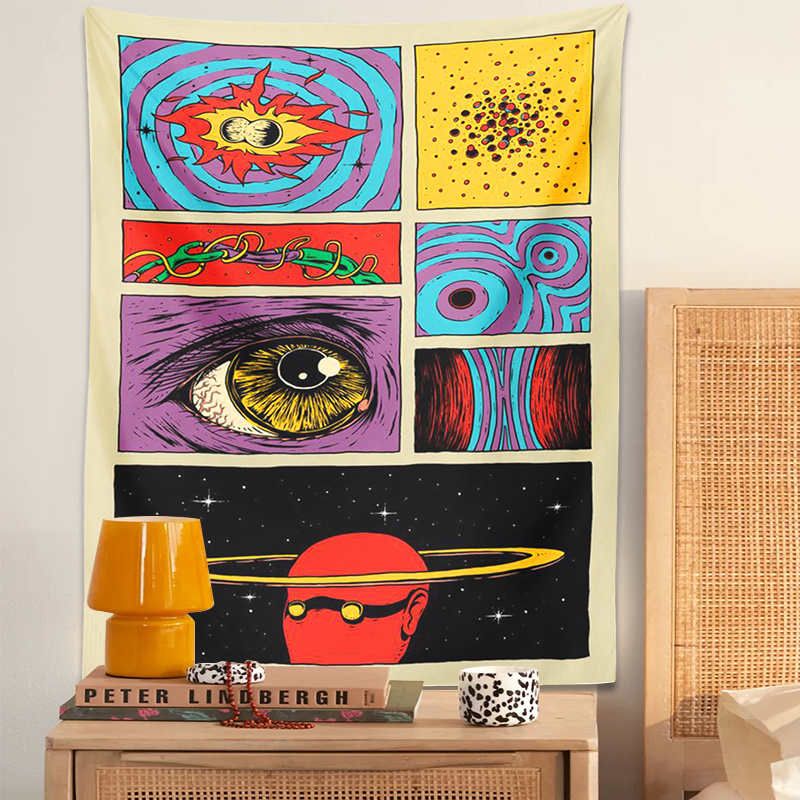 Retro Gaming Universe - VIKAMA Tapiz de arte psicodélico con