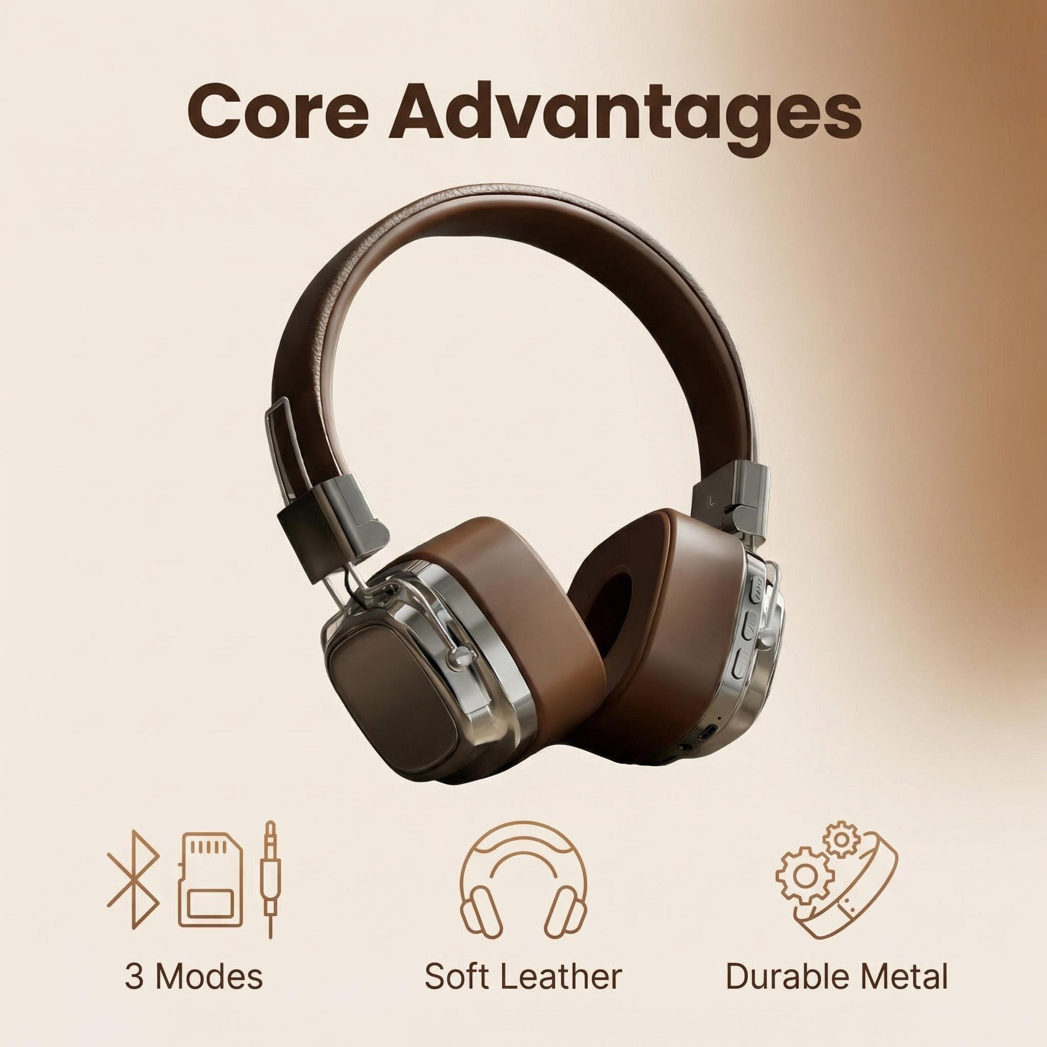Retro Gaming Mobile - Auriculares Retro de Cuero con Cable,