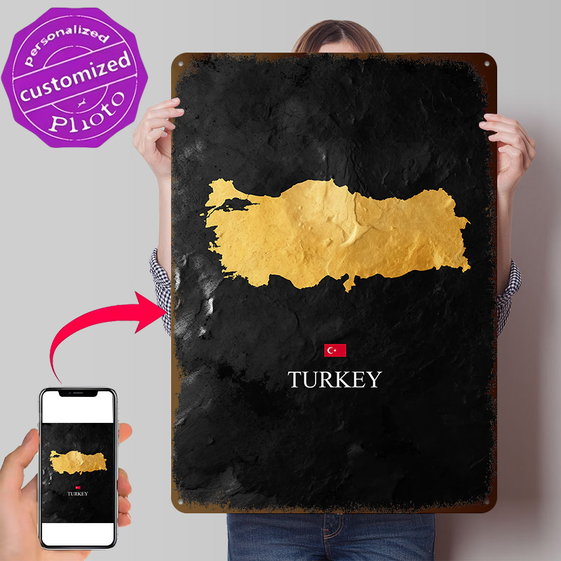 Background Retro Gaming - Mapa de Turquía Dorado sobre Fondo
