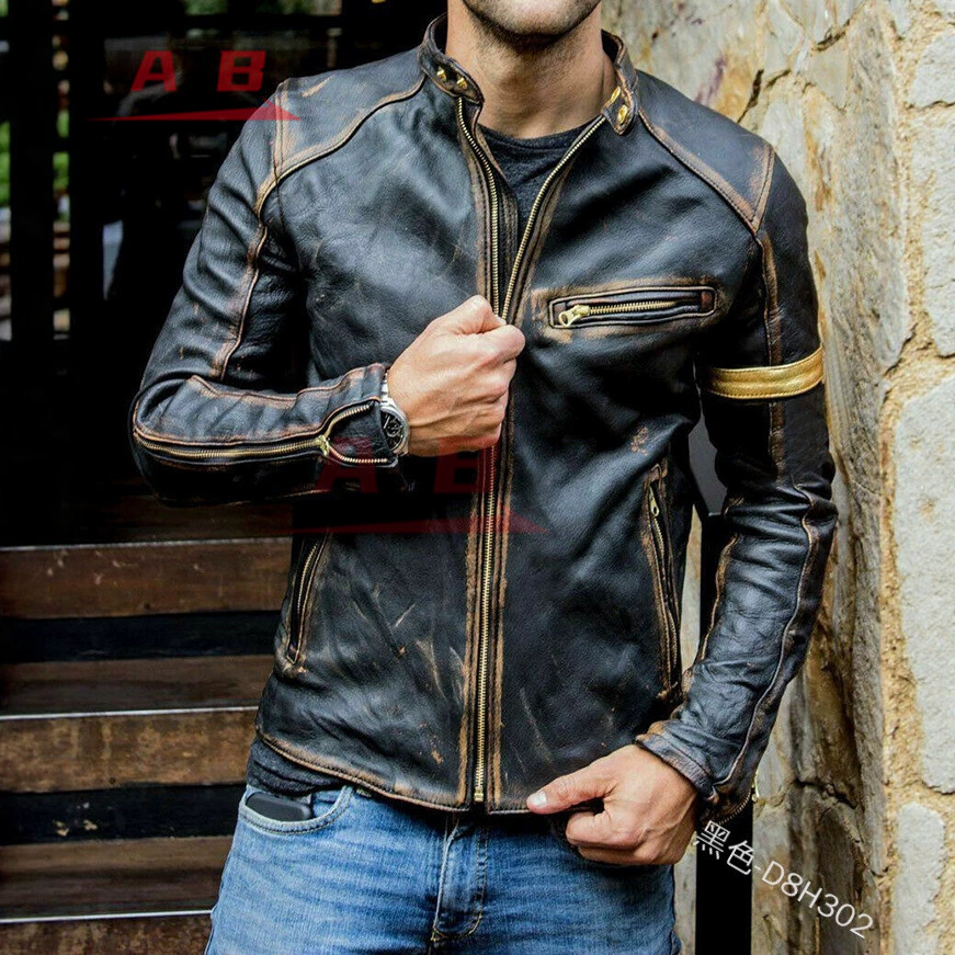 Retro Gaming Jacket - Chaqueta de Cuero Retro para Motocicleta,