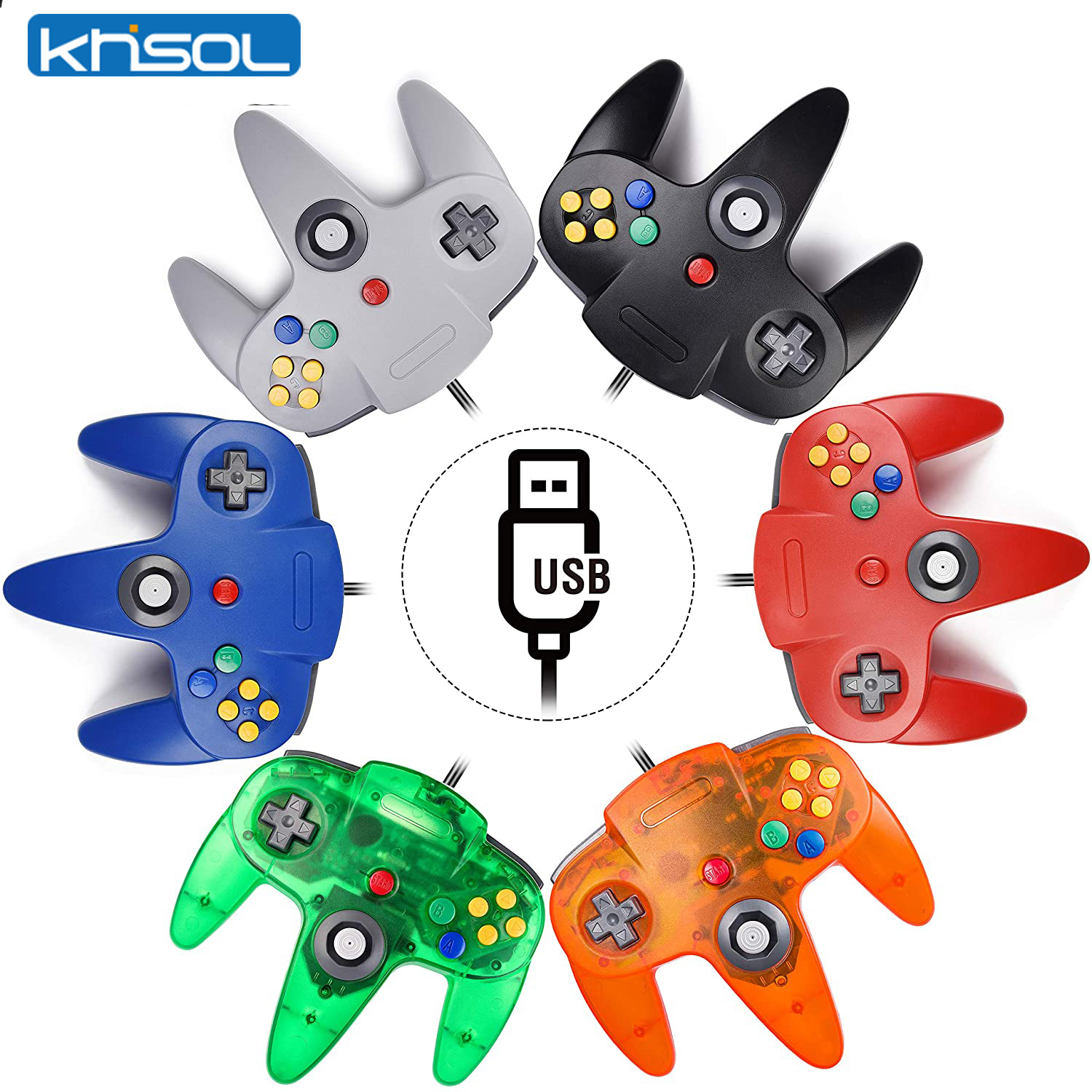 Retro Gaming Table - Controlador N64 clásico USB con cable