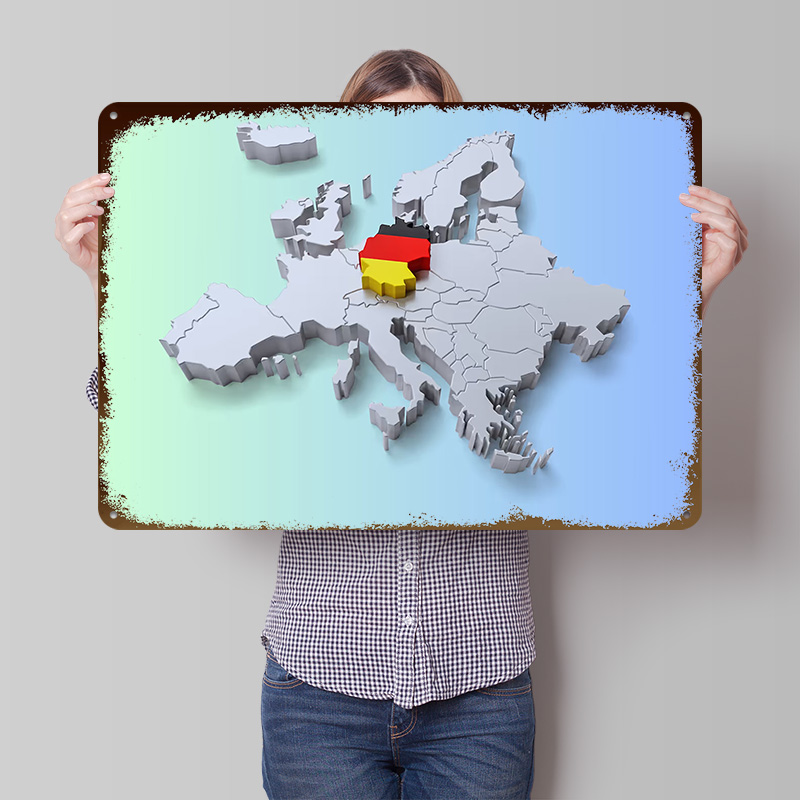 Retro Gaming On - Póster Metálico de Alemania en Mapa