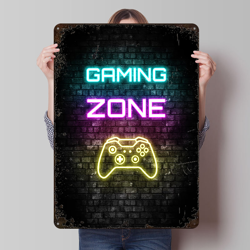 Retro Gaming On - Letrero de neón de zona de